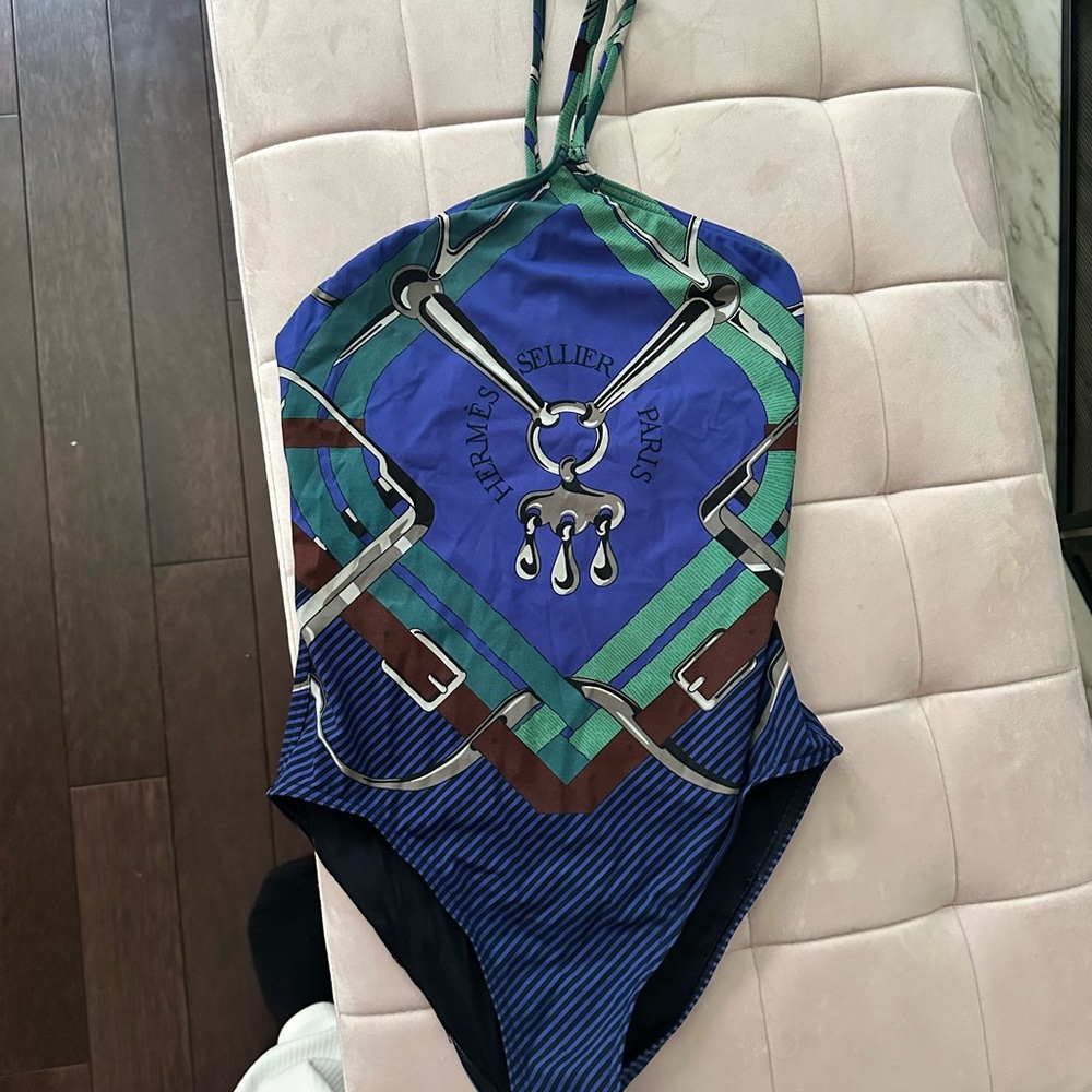 Hermes Blue and Green One Piece Swimsuit